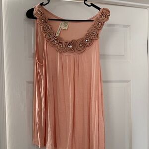 Simply Irresistible Peach Floral Embellished Tank Top